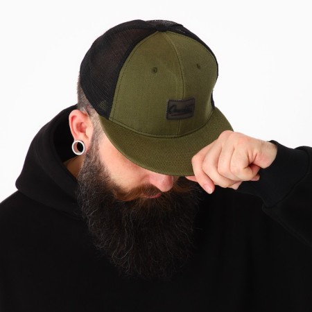 Men's cap with a straight visor Overhat, the color is green, mesh, pr 56-8