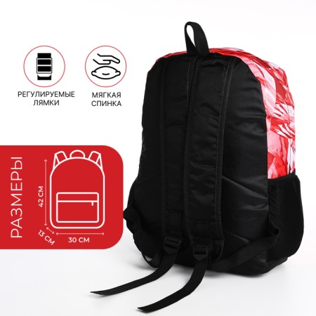 School backpack from textiles on lightning, 3 pockets, red-1