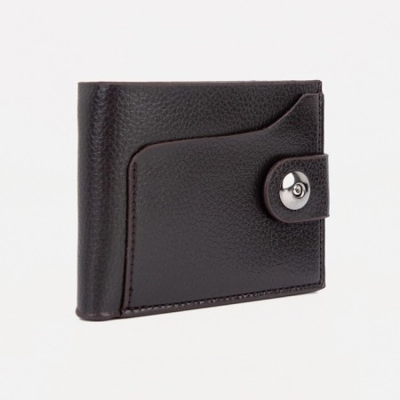 Male purse on a magnet, department for bills, for maps, for coins, brown color