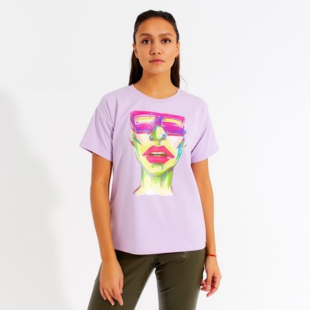 Women's T-shirt Minaku "Girl" Lilac color, rr 46