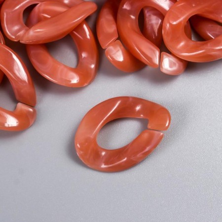 Decor for creativity plastic "Ring for the chain" marble pink set 25 pcs 2.3x1.65 cm-1
