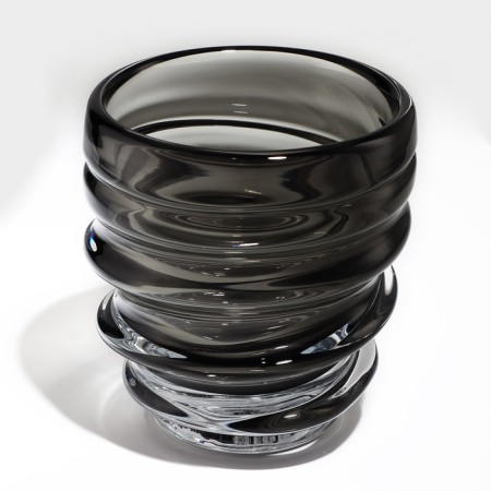 Vase for Flowers "Piley" from transparent black glass 20 x 18 x 18 cm-1
