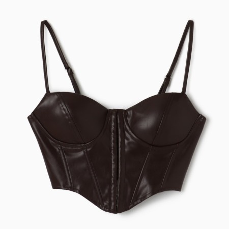 Women's leather corset, mist, p. XS, brown-5
