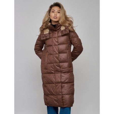 Coat insulated winter female, size 46, dark brown color-9