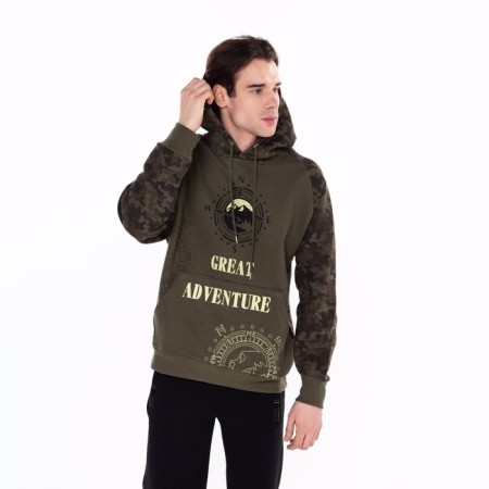 Male sweatshirt is laid down, the color is dark hack, size 46 (m)-2