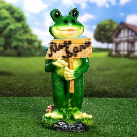 Garden figure "Frog with a sign" My cottage "42cm