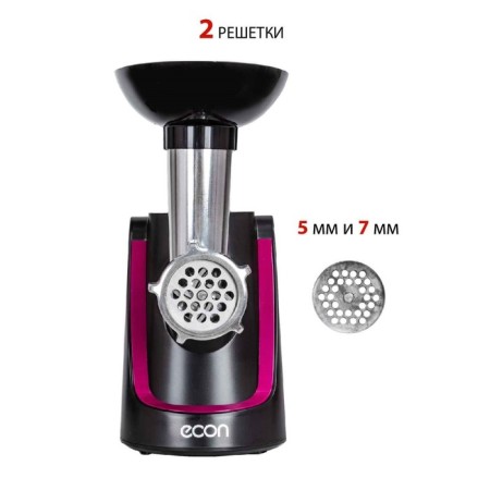 Electric meat grinder ECON ECO-1062MG, 2000W, reverse, 4 nozzles, black and red color-1