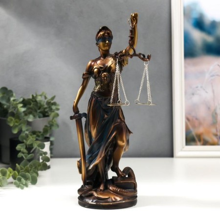 Souvenir Polystone "Femis - the goddess of justice" Bronze -blue 31.5x11x11 cm