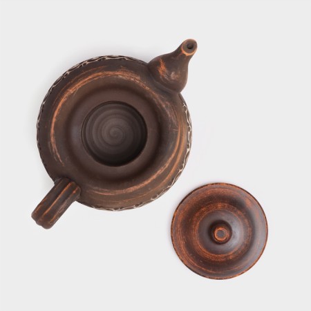 Teapot for brewing "Altai", Angob, red clay, 0.5 liters-3