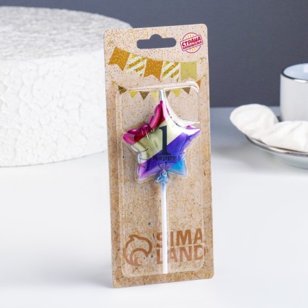 Candle in the cake "Air Ball. Star", number "1", 5.5 cm, multi -colored-1