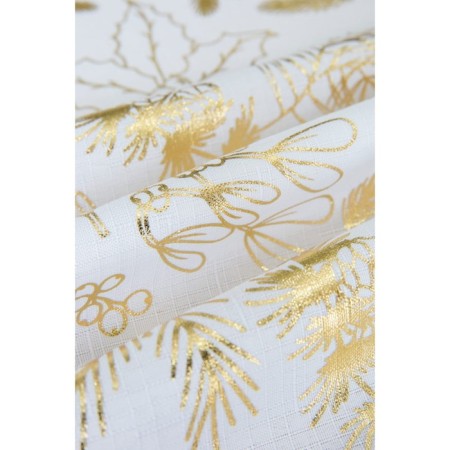 Arya Home Poinsettia tablecloth, size 160x220 cm, white, golden color-2