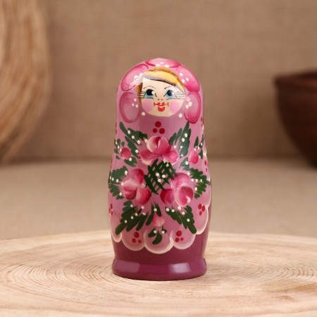 Matryoshka "Love", lilac scarf, 5 doll, 11.5 cm-1