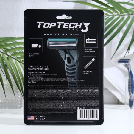 Male razor Toptech Pro 3, 1 razor + 25 interchangeable cassettes (compatible with Gillette Blue3)-1