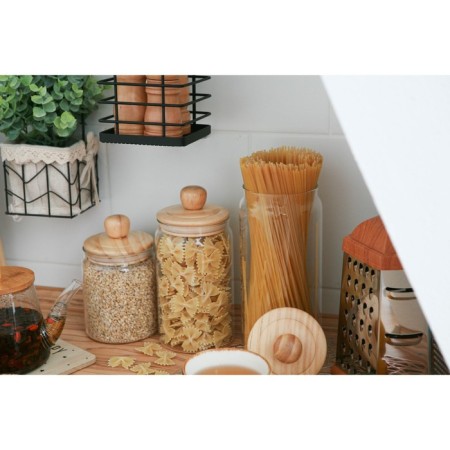 Glass Bank for bulk products with a bamboo cover "Eco", 1.05 l, 10 × 20.5 cm-5