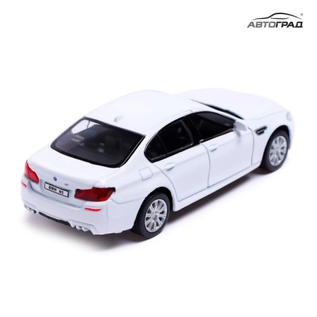 Metal machine BMW M5, 1:32, doors, inertia, white color open-4