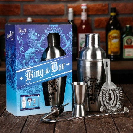 Set for the preparation of cocktails "King Bar", Geyser, Dzhigger, Shaker 600 ml, Streiner, spoon