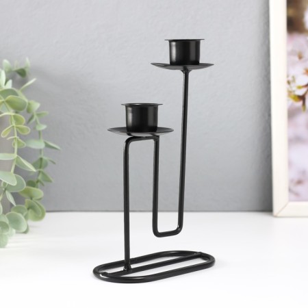 Summary metal for 2 candles "Curve line" d = 2 cm black 11.5x6x17 cm-2