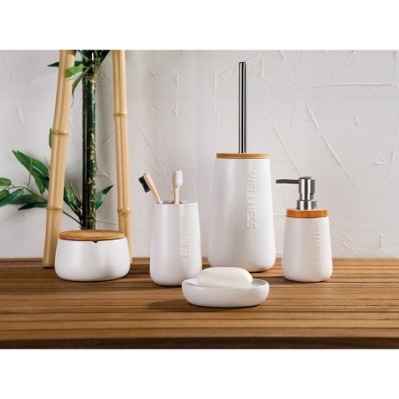 Axentia Bonja Wellness toilet set, from white dolomite, Ø 8.5 cm, height 35 cm-1