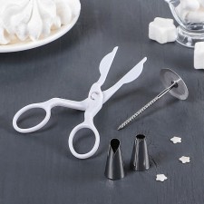 Set of confectionery shares, 4 objects, 2 nozzles d = 1.7 cm, pastry scissors for carrying jewelry, nail d = 0.3/3.3 cm