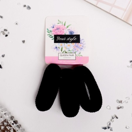 Hair gum "Claire" (set 3 pcs) 2x5 cm, black white mix