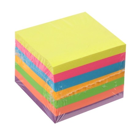 Block with a sticky edge of 51 mm x 51 mm, 400 sheets, pastel/fluorescent, 7 colors