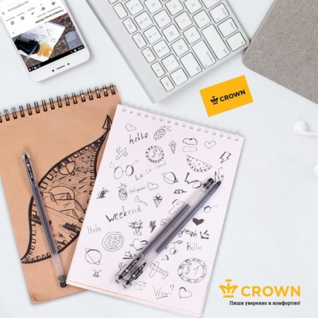 Gel handle Crown Multi, Standard, Node is 0.4 mm, disposable, black-5