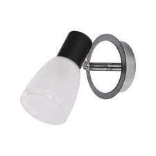 Спот настенный ЭкономСвет 51629/1wCR+BK WT, 1х60Вт, E14, 14,5х10х18 см, цвет хром