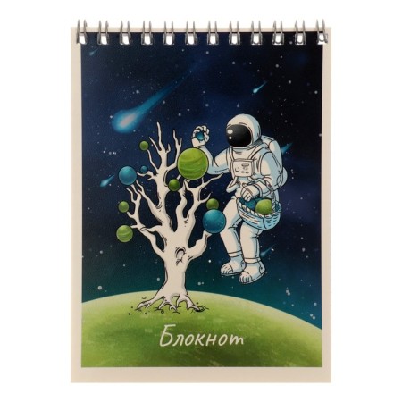 Notepad A6 40 sheets on the crest, in the cosmos cage, cover coated cardboard, selective twin-lame, offset 65, 5V, assorted-3