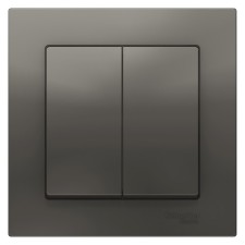 Switch SE AtlasDesign, 10 A, 2 keys, assembly, CC. 5, color steel