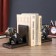 Black bulldogs books with gold set 2 pieces 14x15.5x9 cm