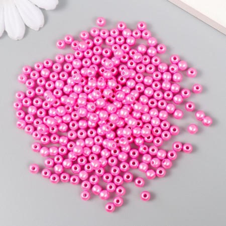Set of beads "needlework" plastic, diameter 5 mm, 25 g, bright pink-1