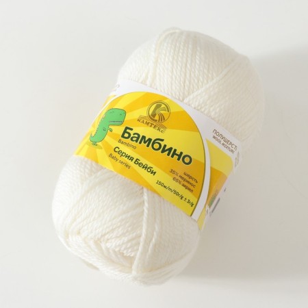 Bambino yarn 35% Merinos wool, 65% acrylic 150m/50g (205, white)-1