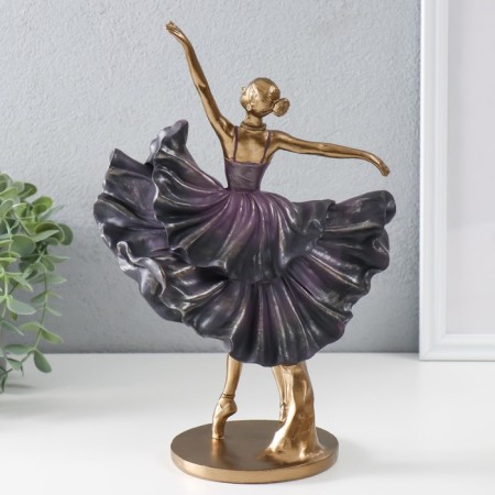 Polystone souvenir "Ballerina in a violet dress with ruffles" Bronze 20.5x11.5x29.5 cm-3