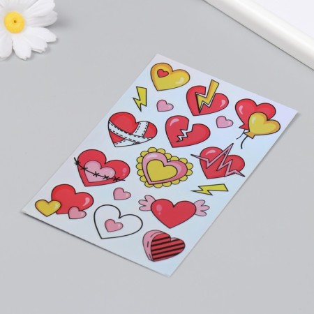 Holographic stickers (stickers) "hearts" 10x15 cm, 5-218-2