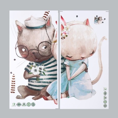 Stick plastic Interior color "Collish cats - date" Set 2 sheets 30x60 cm-1
