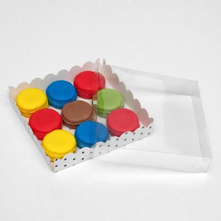 Box for cookies with PVC lid "peas", white, 15 x 15 x 3 cm-1