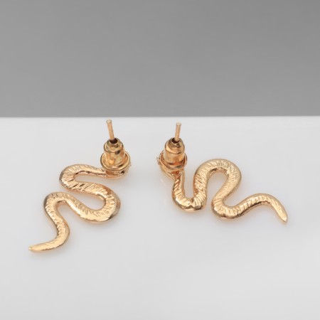 Earrings Metal "Snake" Uroboros Mini, Color Gold-1