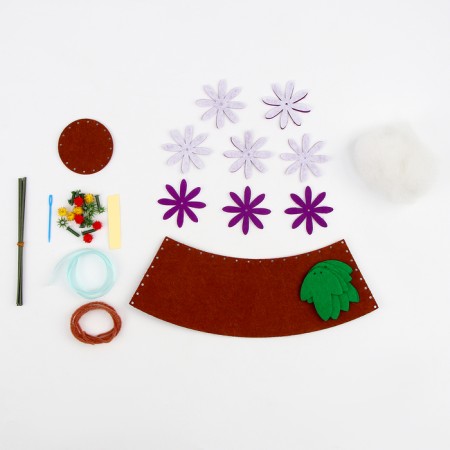 Set for creativity. A bouquet of felt in a pot "purple flowers"-1