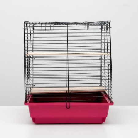 Cage for chinchillas "Pigzon" No. 8 with 2 wooden floors, collapsible, 58x40x48 cm, raspberry-1