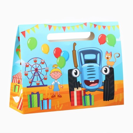 Gift package, blue tractor, 40x30x12 cm-1