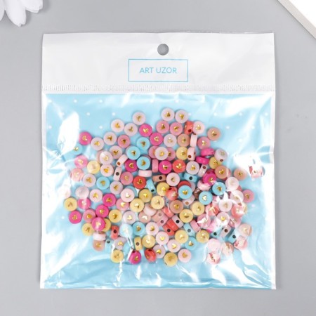 A set of beads for creativity plastic "Golden heart in the circle" Bright 20 g 0.4x0.7x0.7 cm-3