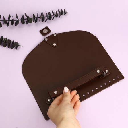 Clap for a bag, with a handle, on a magnetic button, 23 × 21 cm, brown/silver color-3