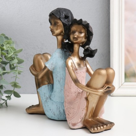 Souvenir Polystone "Children - Friendship" white -gold 21x8x21 cm-4