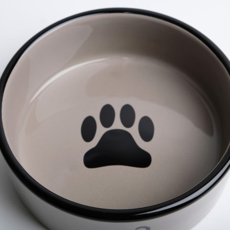 Ceramic bowl "trace with a cat" 300 ml 12.5 x 4.5 cm, black-gray-4