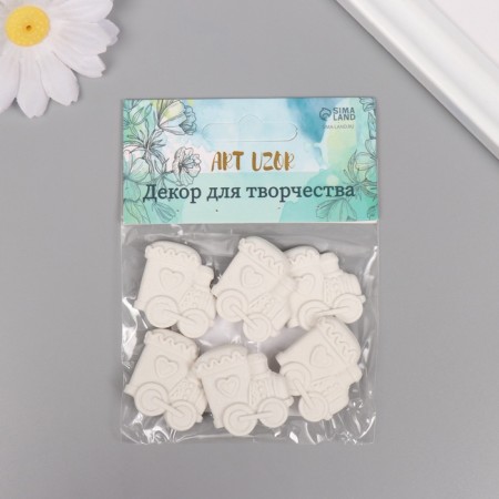 Decor for the creativity of Polystone "Steam" White set 6 pcs 3x2.8 cm-3