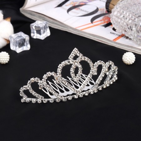 Hair diadem "Medea" heart greatness, 10 × 4.5 cm, silver