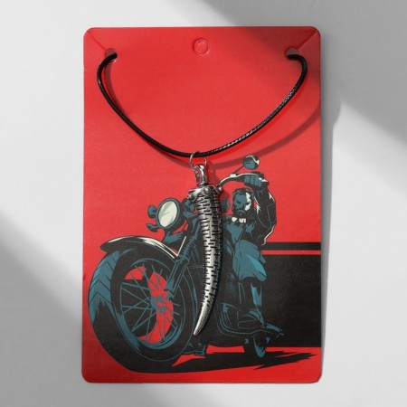 Pendant men's “fang” carved, color silver on a black lace, 50 cm