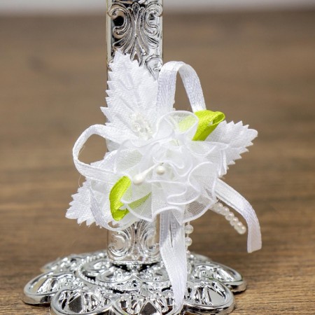 Glass candlestick, plastic on 1 candle "heartbeat" glass on the leg silver 14.5x6x6 cm-5