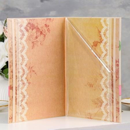 Certificate of marriage "Vintage" Soft touch, peony, tape, 31x22.5 cm-2