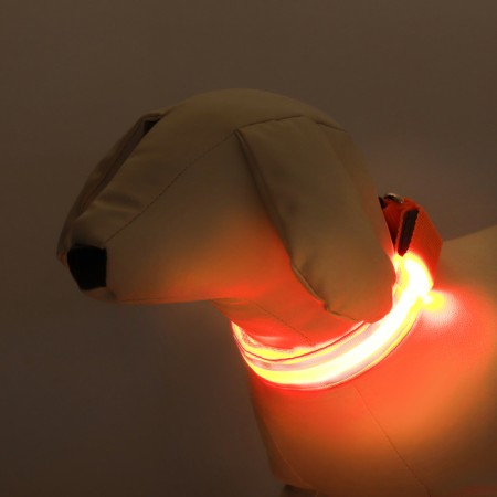 Collar with backlight double strip size S, Osh 35-43 x 2.5 cm, 3 glow modes Orange-1